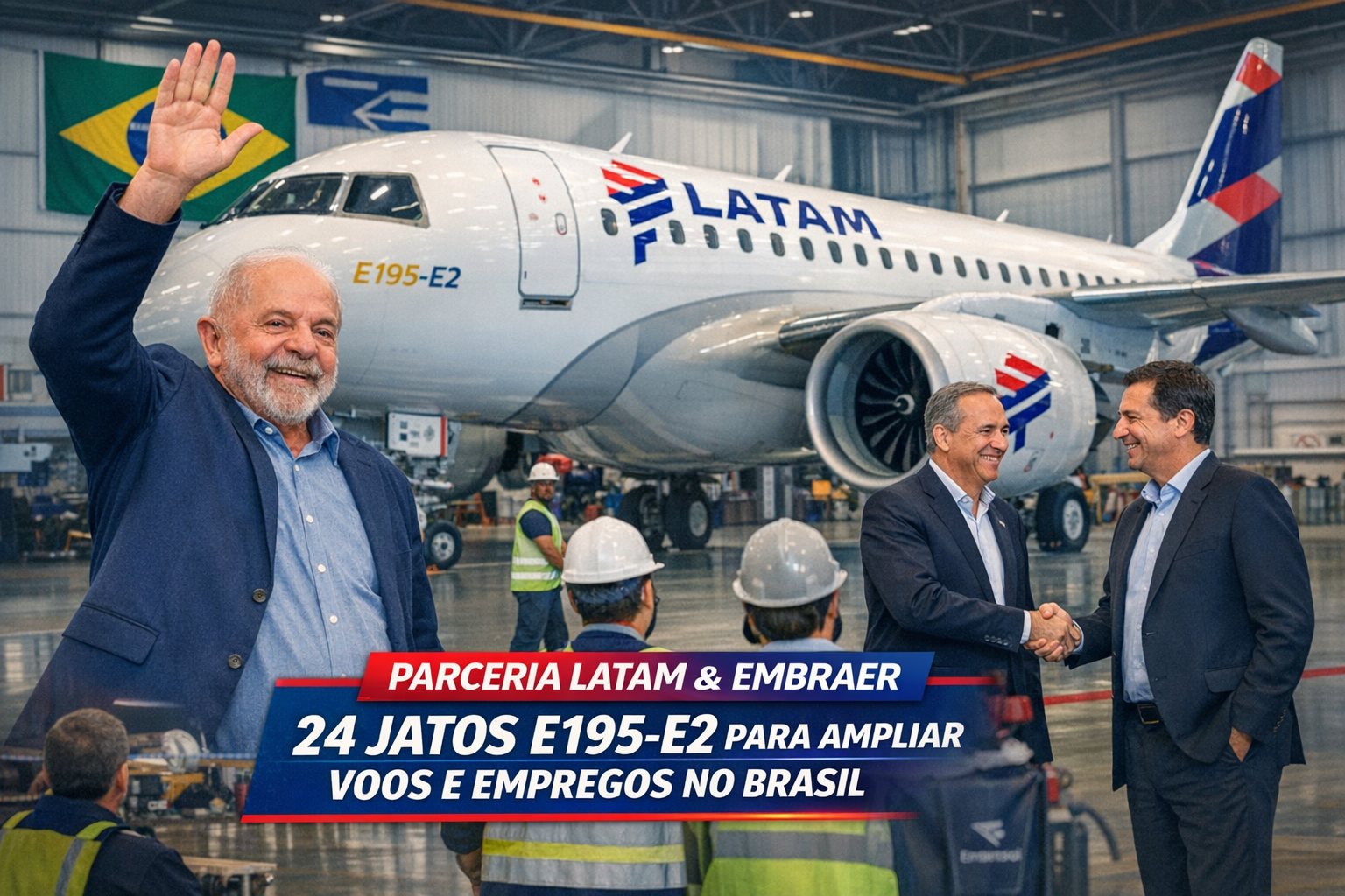 Latam encomenda 24 jatos da Embraer e Lula celebra parceria para ampliar voos e empregos no Brasil
