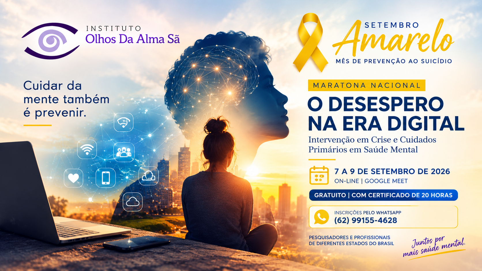 Instituto promove maratona nacional gratuita sobre saúde mental e amplia ações com a SES-GO no Setembro Amarelo